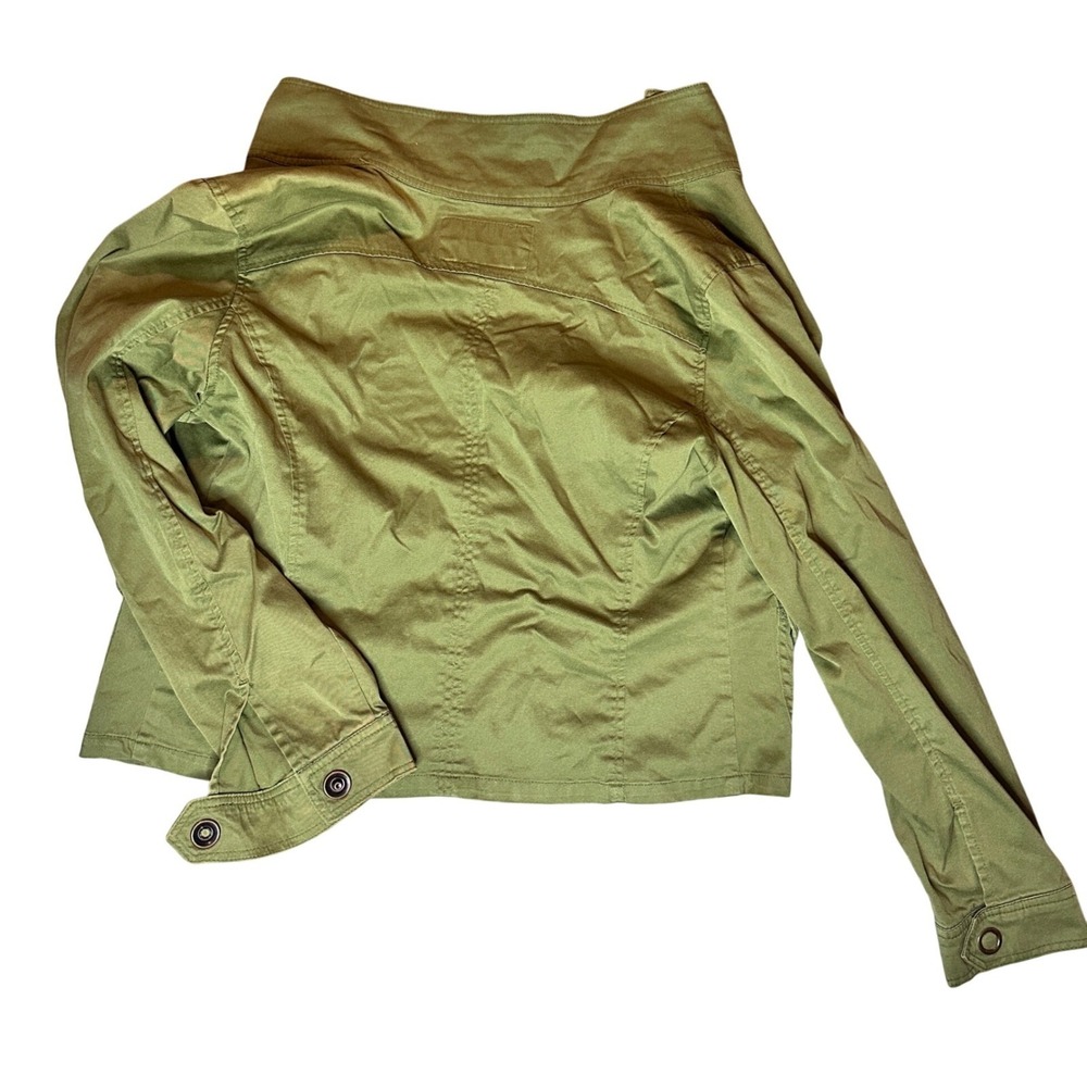 Y2K AMI Olive Green Cargo Utility Jacket Grommet Pockets Juniors Large - Picture 6 of 6